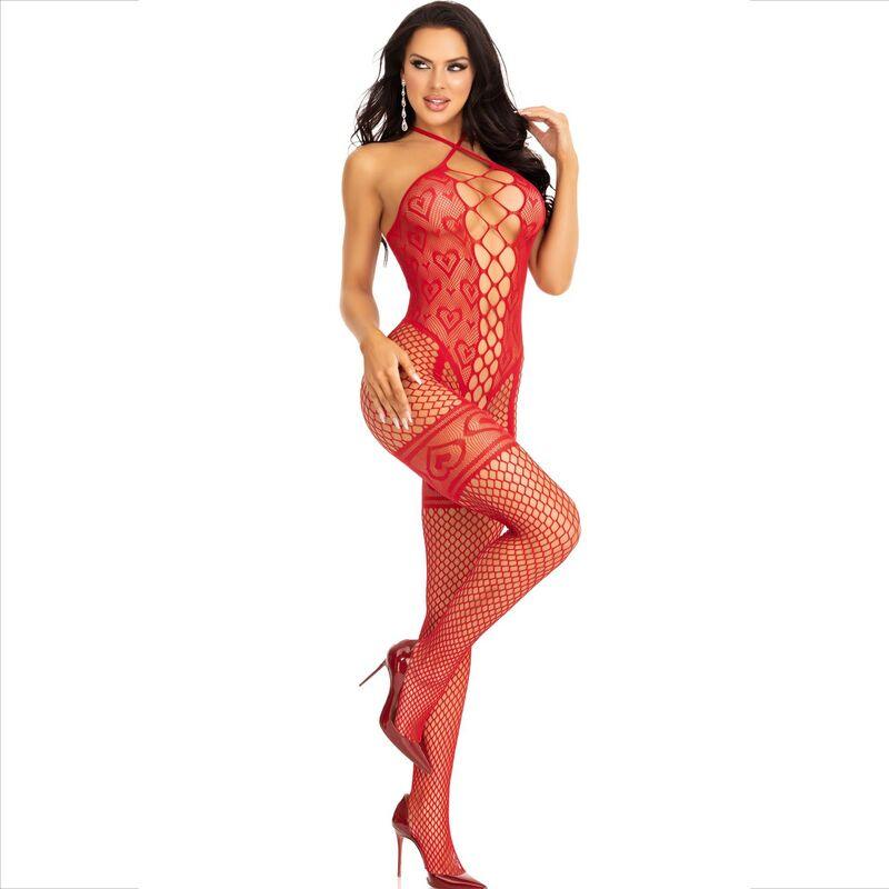 LEG AVENUE - BODYSTOCKING CUELLO HALTER RED CORAZONES ROJO - Imagen 5