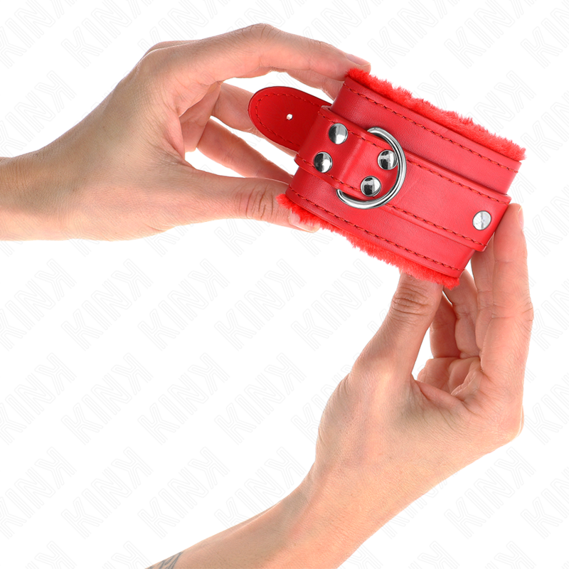 KINK - MUÑEQUERAS FORRADAS ROJO CON CORREA ROJO AJUSTABLE 20-29 CM X 5.5 CM - Imagen 4