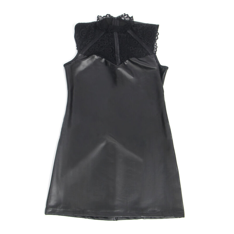 SUBBLIME - 957544 VESTIDO DE CUERO CON CUELLO DE ENCAJE NEGRO S/M - Imagen 4