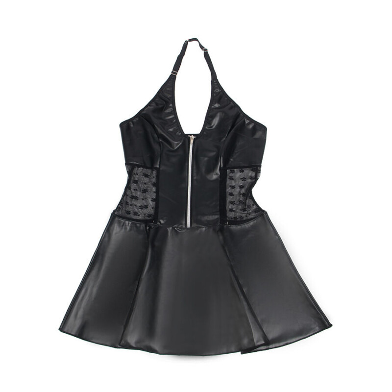 SUBBLIME - 957704 VESTIDO DE CUERO CON CREMALLERA Y ENCAJE NEGRO S/M - Imagen 5