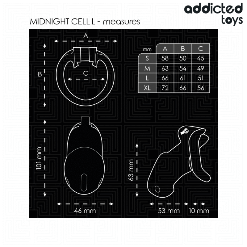 ADDICTED TOYS LOCKED - MINDNIGHT CELL JAULA PARA PENE TALLA L - Imagen 5