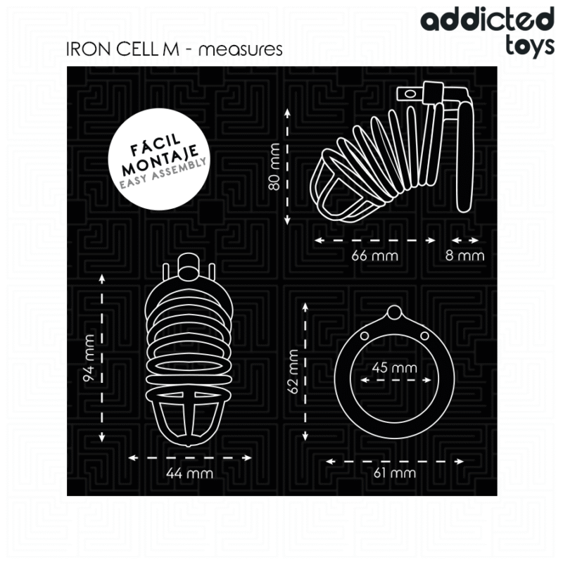 ADDICTED TOYS LOCKED - IRON CELL JAULA PARA PENE DE METAL TALLA M - Imagen 5