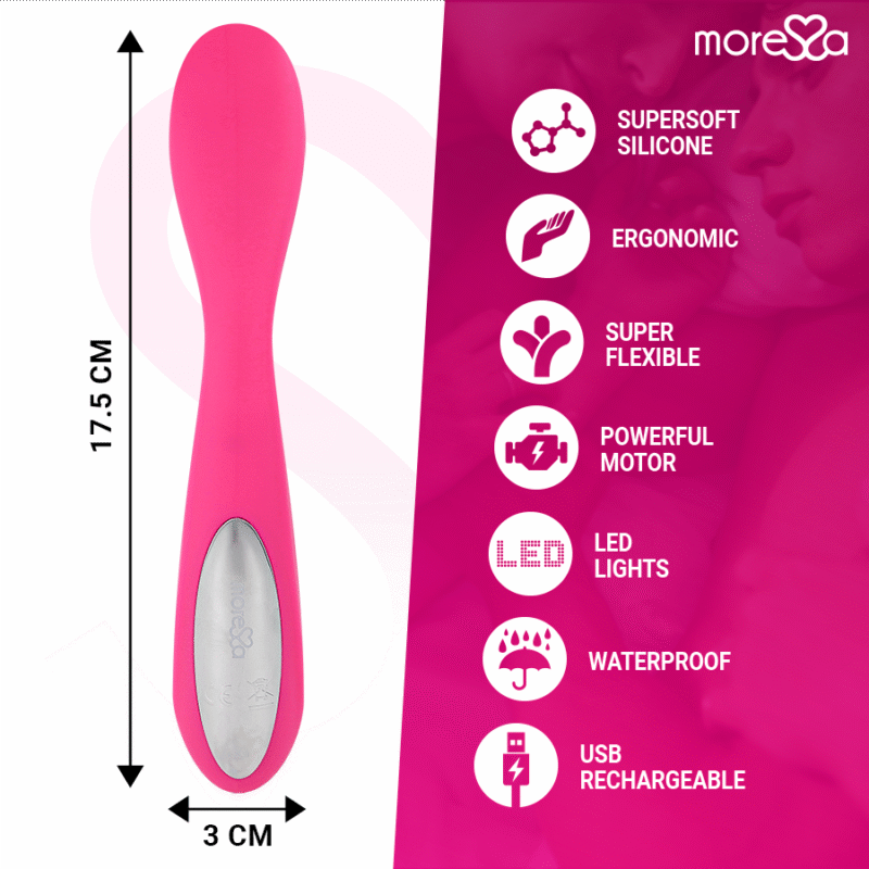 MORESSA - DRUSO MASAJEADOR DUO PUNTO G Y SUERO PELVICO PREMIUM SILICONE RECARGABLE - Imagen 4