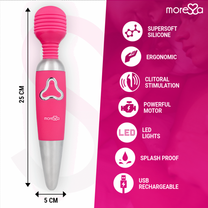 MORESSA - ODILON WAND POTENTE MOTOR MAS DOS CABEZALES PREMIUM SILICONE RECARGABLE - Imagen 4