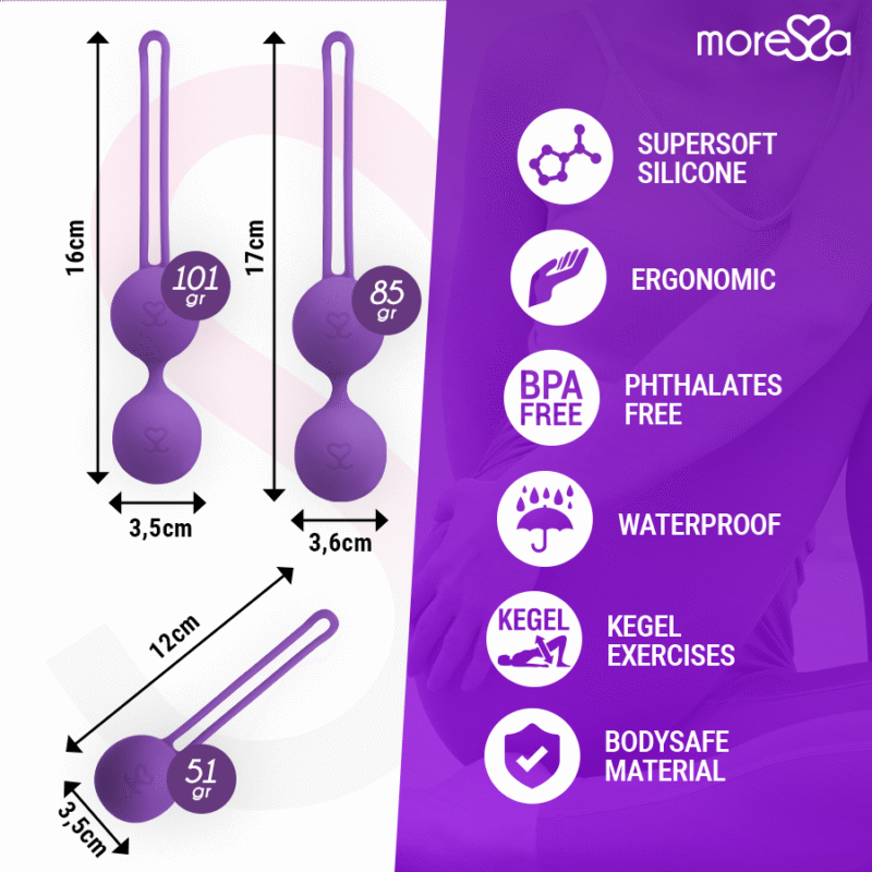 MORESSA - OSIAN SET Osian One; 51 Gr / Osian Two; 101 Gr / Osian Three 85 gr PREMIUM SILICONA LILA - Imagen 4