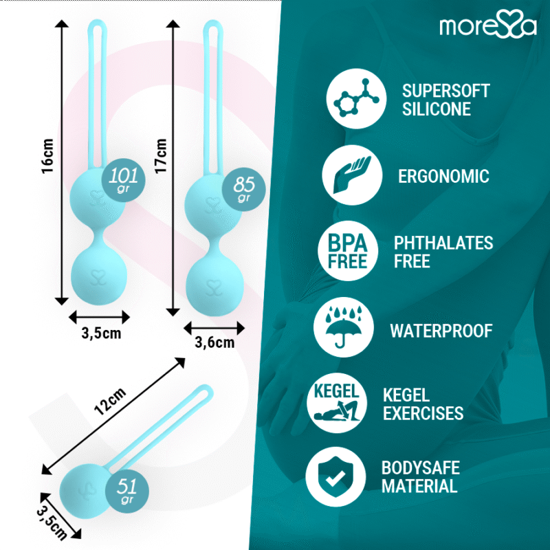 MORESSA - OSIAN SET Osian One; 51 Gr / Osian Two; 101 Gr / Osian Three 85 gr PREMIUM SILICONA TURQUESA - Imagen 4