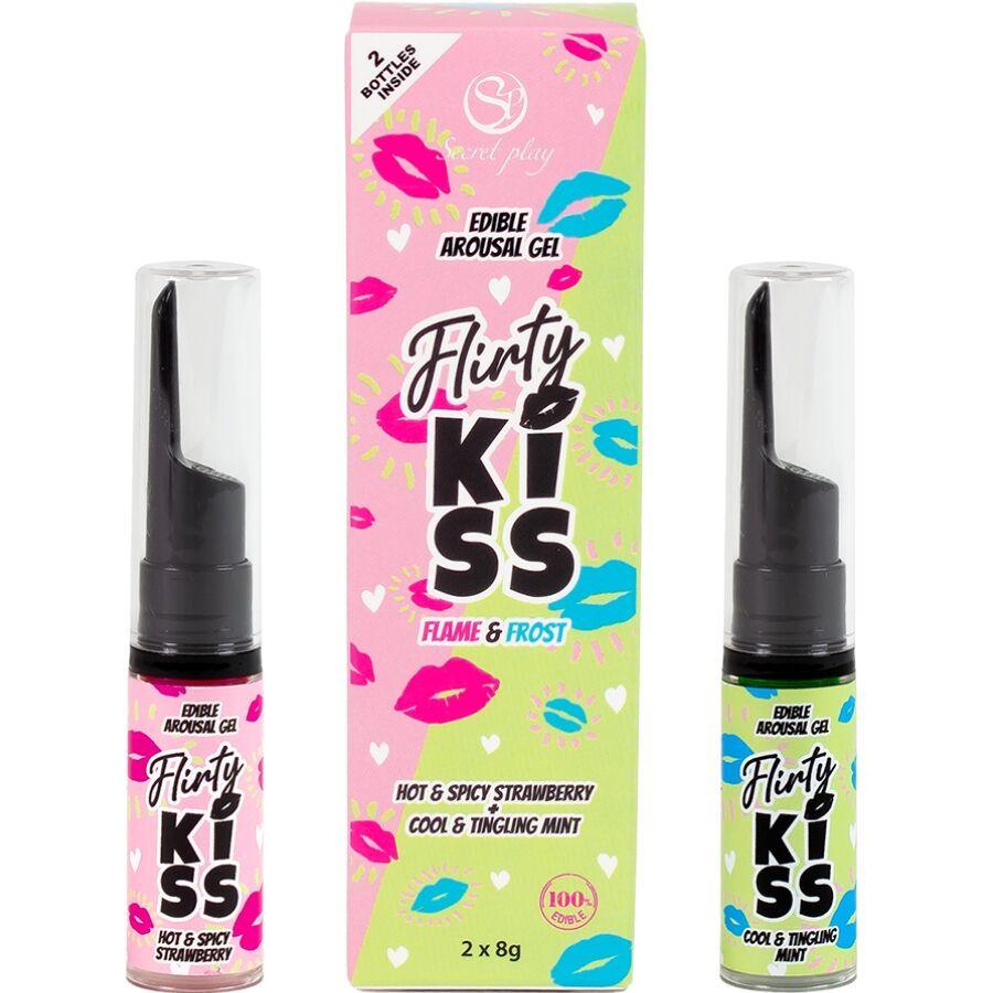 SECRETPLAY - FLIRTY KISS GELES CON EFECTOS SEXO ORAL FRESA  MENTA 2 x 8 GR
