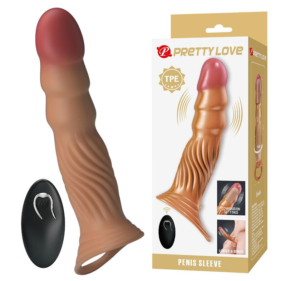 PRETTY LOVE - FUNDA PARA PENE TEXTURIZADA CON VIBRACIÓN Y CONTROL REMOTO