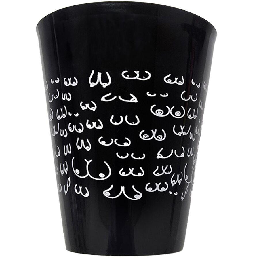 DIABLO PICANTE - VASO NEGRO 500 ML CON TETAS BLANCAS