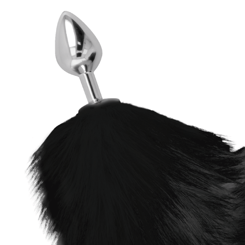 DARKNESS - PLUG ANAL SILVER 8 CM CON COLA NEGRO - Imagen 3