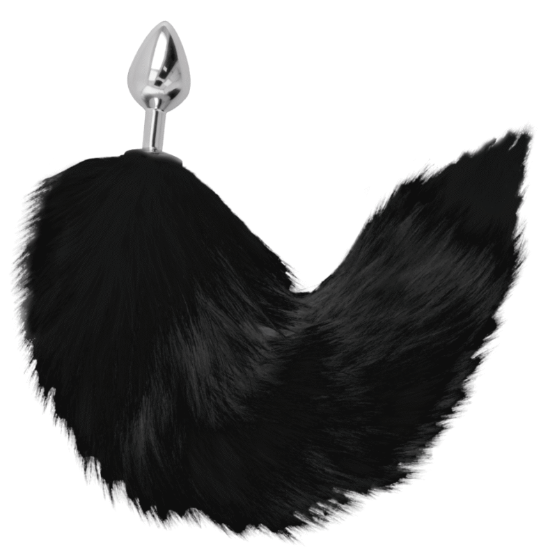 DARKNESS - PLUG ANAL SILVER 8 CM CON COLA NEGRO - Imagen 2